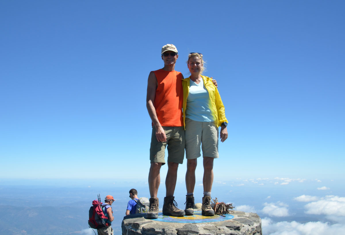Mette and Stephen Bruyant-Langer at the top of Canigou mountain in the Pyrenees